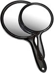 OMIRO Hand Mirror, Double-Sided Handheld Mirror 1X/3X Magnifying Mirror with Handle, Set of 2 (Transparent Black)