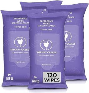 Swanky Cables Screen Cleaner Wipes: Electronic Wipes for Screens - Computer Screen Wipes for Lens, Phone, Tv Screen and Monitor Cleaning - Tech Wipes & Microfiber Cloth (Soft Wipes, 120 Count)