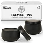 Hearts & Crafts Black Candle Tins 4 oz with Lids - 24-Pack of Bulk Candle Jars for Making Candles, Arts & Crafts, Storage, Gifts, and More - Empty Candle Jars with Lids