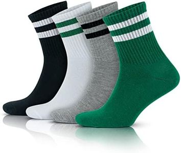 GoWith 3-4 Pairs Cotton Colorful Retro Thin Striped Socks for Men & Women, Soft Casual Lightweight Quarter Socks, Multicolor-1, Large-X-Large