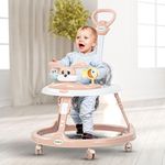 Baybee 2 in 1 Bunny Pro Baby Walker for Kids with Push Handle, Kids Walker with 2 Adjustable Height, Mat & Musical Toy Bar | Activity Walker for Baby | Push Walker Baby 6-18 Months Boys Girls (Pink)