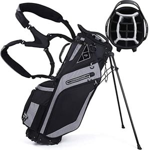 LIVSINGOLF Golf Stand Bag 14 Way Top Dividers Ergonomic with Stand 8 Pockets, Dual Strap, Rain Hood (Black)