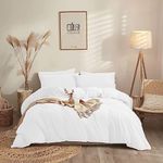 YORKSHIRE BEDDING King Size Duvet Cover Sets - Soft & Breathable Brushed Microfibre Plain Duvet Cover with Pillow cases - Button Closure Quilt Cover Bed Set - White