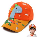 VRITRAZ Comfortable Cartoon Dino Print Little Sports Cap for Active Kids, Baby Girls and Boys 3-12 Years (Orange)