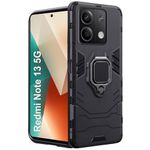 TheGiftKart Tough Armor Bumper Back Case Cover for Mi Redmi Note 13 5G | Ring Holder & Kickstand in-Built | 360 Degree Protection Back Case Cover for Redmi Note 13 5G (PC & TPU, Black)