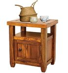 SHRI MINTU'S ART Sheesham Wood Bedside Table for Bedroom | Wooden Bed Side Nightstand Table | Night Stand Lamp Holder for Home | End Table for Living Room with Shelf & Door Cabinet Storage | Brown