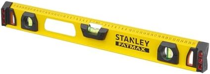 Stanley 1-43-553 Level Profile I-Beam 60 cm FatMax Range - Reinforced Aluminium Structure - 3 Vials High Visibility - 2 Machined Insoles - 2 Bi-Material Handles - Shock Absorber