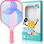 Qyntelix Kids Pickleball Paddle - Little Mermaid Pickleball Paddle, Lightweight Honeycomb Core, Premium Comfort Grip, Pickleball Gifts for Children 12 and Under with Kawaii Gift Box - Girl