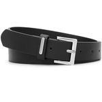 WHIPPY Women Leather Belt for Jeans Dresses Trousers Fashion Casual Belt with Silver Square Buckle,Black 39 Inches