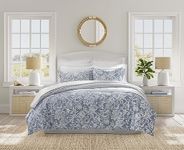 Nautica- Queen Comforter Set, Cotton Reversible Bedding Set, All Season Designer Home Décor (Tortola Blue, Queen)