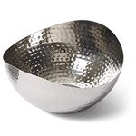 Doma Vita Large Decorative Bowl, Stainless Steel Salad Serving Fruit Bowl, Hammered Centerpiece Bowl (10” Round)