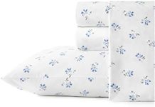 Stone Cottage - Full Sheets, Cotton Percale Bedding Set, Crisp & Cool Home Decor (Blue Sketchy Ditsy, Full)