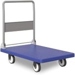 Platform Truck, Foldable Push Cart Dolly with 360 Degree Swivel Wheels, Heavy Duty Luggage Cart with 661lb Weight Capacity, Space-Saving Push Hand Cart for Loading and Storage, Blue