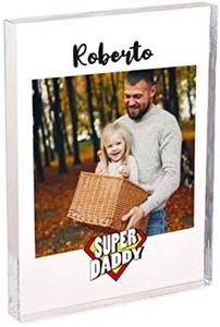 Wanapix | Trofeo Personalizado para Día del Padre | Trofeo con Foto y Nombre para Regalar a Papa | Metacrilato de 2 Cm de Grosor (Cuadrado, 100% Personalizado)