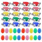 SOUJAP 40 PCS Egg Shaker Musical Instruments, 20 Packs Plastic Egg Shakers and 20 Packs Wrist Hand Band Jingle Bells, 5 Color Adjust Nylon Wrist Shaking Bells for Party, Festival, Dancing