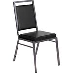 Flash Furniture FD-LUX-SIL-BK-V-GG: Hercules Series Square Back Stacking Banquet Chair in Black Vinyl with Silvervein Frame