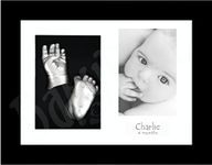 BabyRice Baby Casting Kit with Black 12x9 Shadow Box Display Frame, Silver Paint for Hand, Foot Casts (Black/White/Black)