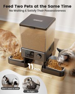 oneisall 5L Automatic Cat Feeder with Timer – Dual Pet Food Dispenser, Voice Recording