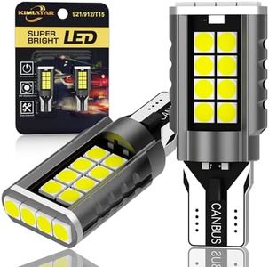 KIMLATAR 921 LED Bulbs Reverse Light 912 T15 Back up Reverse light Bulbs 6000K 500% Super Bright White W16W 906 904 902 Super Bright 912 LED Bulbs Direct Reverse Replacement Lamps（Pack of 2）