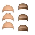 wig caps, Stocking Ultra Thin - 6 Pieces, Breathable, Sweat Absorber & Stretchable Light Brown Caps for Women, One Size Fits All