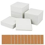 30 Pieces 4 Inch Blank Ceramic Coasters, Unglazed Ceramic Tiles Coasters, Ceramic Tiles with Cork Backing Pads for Painting, DIY Crafts, Mosaics, Square, White.by GNIEMCKIN.