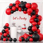 Black and Red Balloons Garland Arch Kit,115pcs 18 12 10 5 In Latex Balloons Arch Kit for Graduation Baby Shower Birthday Party Wedding BBQ Casino With Balloon Strip Red and Black Ribbon