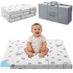 Ciremiv Trifold Pack and Play Mattress Topper, 38" x 26" x 2.4", Portable Baby Travel Mattress, with Memory Foam and Breathable Soft Removable Washable Cover, Fits Playpens and Playards