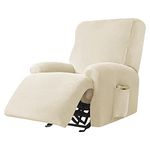 DASORY Velvet 4-Piece Recliner Slipcover, Soft Stretch Cover for Recliner, Washable and Removable Furniture Protector for Home Decor,Cream