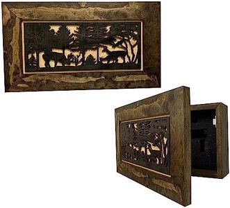 Bellewood Designs Decorative Deer Scene Wall-Mounted Secure Hidden Gun Cabinet - Concealed Gun Safe To Securely Store Your Gun & Home Self Defense Gear