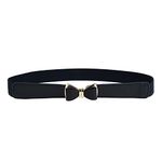 Syuer Womens 1" Width Bow Skinny Elastic Waist Belt Stretchy Belt Thin Belt (L-XL (31"-37"), Black)