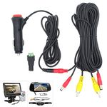 Royitay 12V/24V Super Thin 4 Pin Cigarette Lighter Power Supply Kit for Car Rear View Camera and LCD Monitor with RCA Connection cable extension for Backup Camera