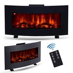 VONLUCE Electric Fireplace Heater 85cm Freestanding or Wall Mount 3 Flame Effect Burner for Bedroom Living Room, 900W 1800W Curved Log Display with Remote Thermostat Timer Colour & Brightness Settings