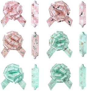 LeZakaa 12PCS Wedding Pull Bows with Ribbon - Gift Bows with 6 Different Design in Pink and Blue - Perfect for Wedding, Engagement, Celebration