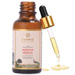Karmic Beauty 100% Pure Moroccan Argan Oil | Pure, Natural, Cold Pressed & Organic | USDA Certified | Lightweight, Non-Greasy & Luxurious Oil | Ideal for all Hair, Face, Skin & Body Types | 50 ml