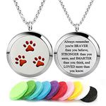 Aromatherapy Essential Oil Diffuser Necklace Stainless Steel lnspirational Locket Pendant（Dog Paw）