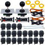 SJ@JX 2 Player Arcade Game DIY Kit Arcade Matt Frosted Black Button Twins USB Encoder Zero Delay 4&8 Way Arcade Fighting Joystick Controller for PC MAME Respberry Pi Retropie