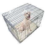 Ellie-Bo Silver Deluxe Medium 30-inch Folding 2-Door Dog Cage/Crate with Metal Tray and Dog Bed Mat