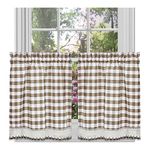 Achim Home Furnishings Tier Pair Buffalo Check Window Curtain, 58 in x 36 in, Taupe & Ivory