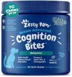 Zesty Paws Advanced Cognition Soft Chews for Dogs - with Omega 3 DHA, Ashwagandha & Alpha GPC - for Senior Dog Brain Health & Nervous System Support - Supplement for Calming & Relaxation - 90 Count