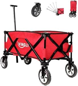 ALightUp Chariot de Plage Pliable Rouge - 100 kg Capacité, Chariot à roulettes Tout Terrain | Transport Lourd pour Jardinage, Plage, Camping | Compact, Léger et Facile à Assembler