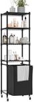 Dynus Laundry Basket with 4-Tier Storage Shelf,Laundry Hamper with Wheels,DIY Clothes Hamper Organizer for Laundry Room Bathroom Bedroom