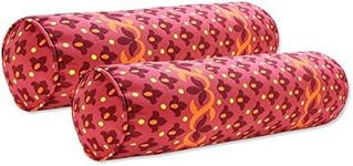 FBTS Prime Outdoor Waterproof Decorative Bolster Pillows with Inserts for Patio Furniture, 50x15 cm Fade Resistant Patio Garden Neck Roll Cushions for Couch Bed Sofa, Geometric Red