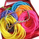 Adorox 144 Bracelets Neon Jelly Bracelets Rainbow Colors Party Favors Birthday Gifts Prizes Assorted (Assorted (144 Bracelets))