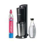 SodaStream Crystal 3.0 Water carbonator Quick-Connect CO2 Cylinder and 1 x Glass Carafe, Silver, Stainless Steel, Black/Titanium, 45 cm