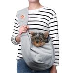 TOMKAS Dog Sling Carrier for Small Dogs Puppy Carrier for Small Dogs (Grey, Adjustable Strap & Zipper Pocket)