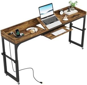 LITTLE TREE Adjustable Overbed Table with Wheels, Queen Size Mobile Over Bed Table with Tilt Stand and Outlets & USB Ports