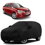 Sulfar 100% Water Resistant Car Body Cover Compatible with Mirror for Ford Fiesta Classic (Triple Stitched, Full Bottom Elastic, Black)