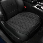 POKSRI 1pc car seat Cover Cowhide Genuine Leather Front Bottom Drive Seat Cushion Covers,Real Cow Leather,Waterproof,Universal Fit Truck,Large suvs,f150 Sierra GMC silverdo Tundra(Size L,Black)