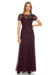 Adrianna Papell Women's Floral Beaded Godet Gown, Night Plum, 18