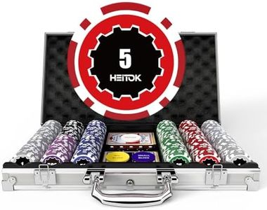 HEITOK Poker Chips Set 300 PCS, Texas Hold‘em Poker Sets 11.5 Gram with Aluminum Case for Blackjack Gambling with Denominations